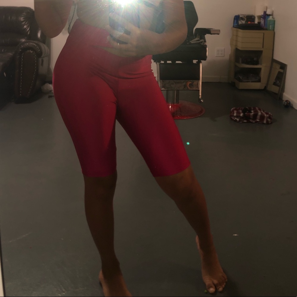 Nylon Pink Biker Shorts